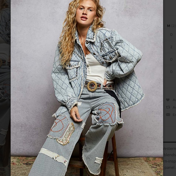 POL “ Rochester “ POL Quilted Jacket Shirt Shacket with Stud Detail 89 - Picture 8 of 8